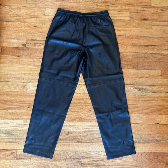 Mango Faux Leather Tapered Pants with Elastic Waistband and Drawstring - Picture 2 of 7